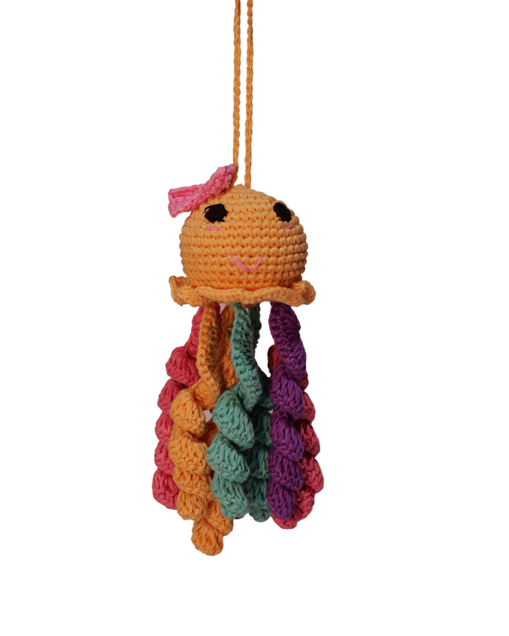 Crochet Jellyfish Toy – Soft Cat Toy & Hanging Car Charm