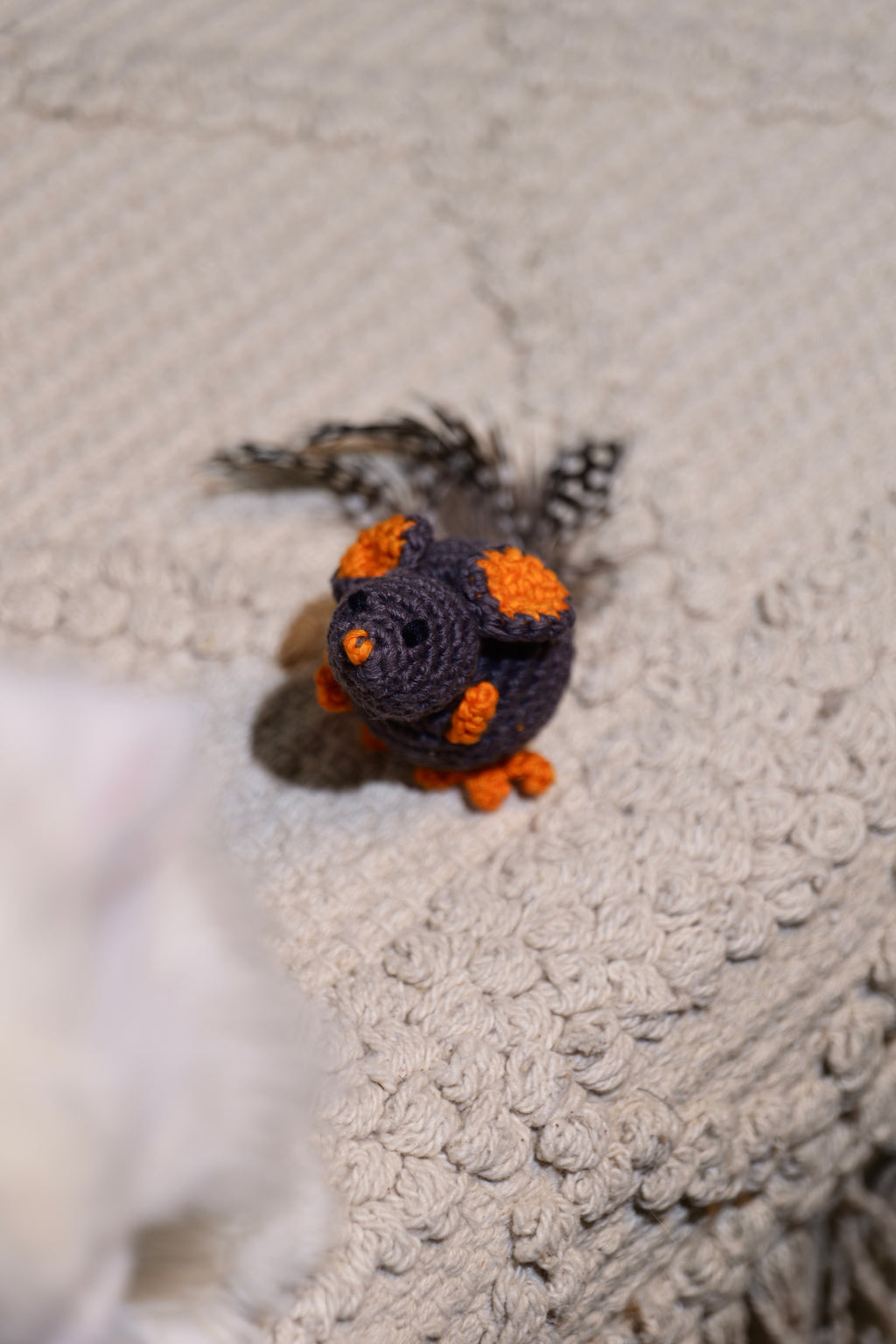Catnip Mouse Toy – Handmade Crochet Mouse with Fur Tail