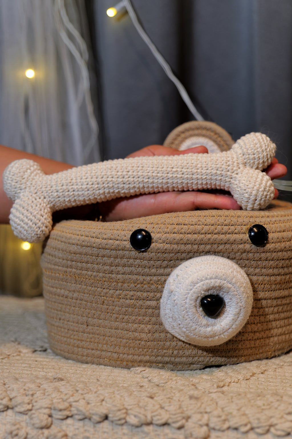 Crochet Bone Toy – Handmade Plush Bone for Pets