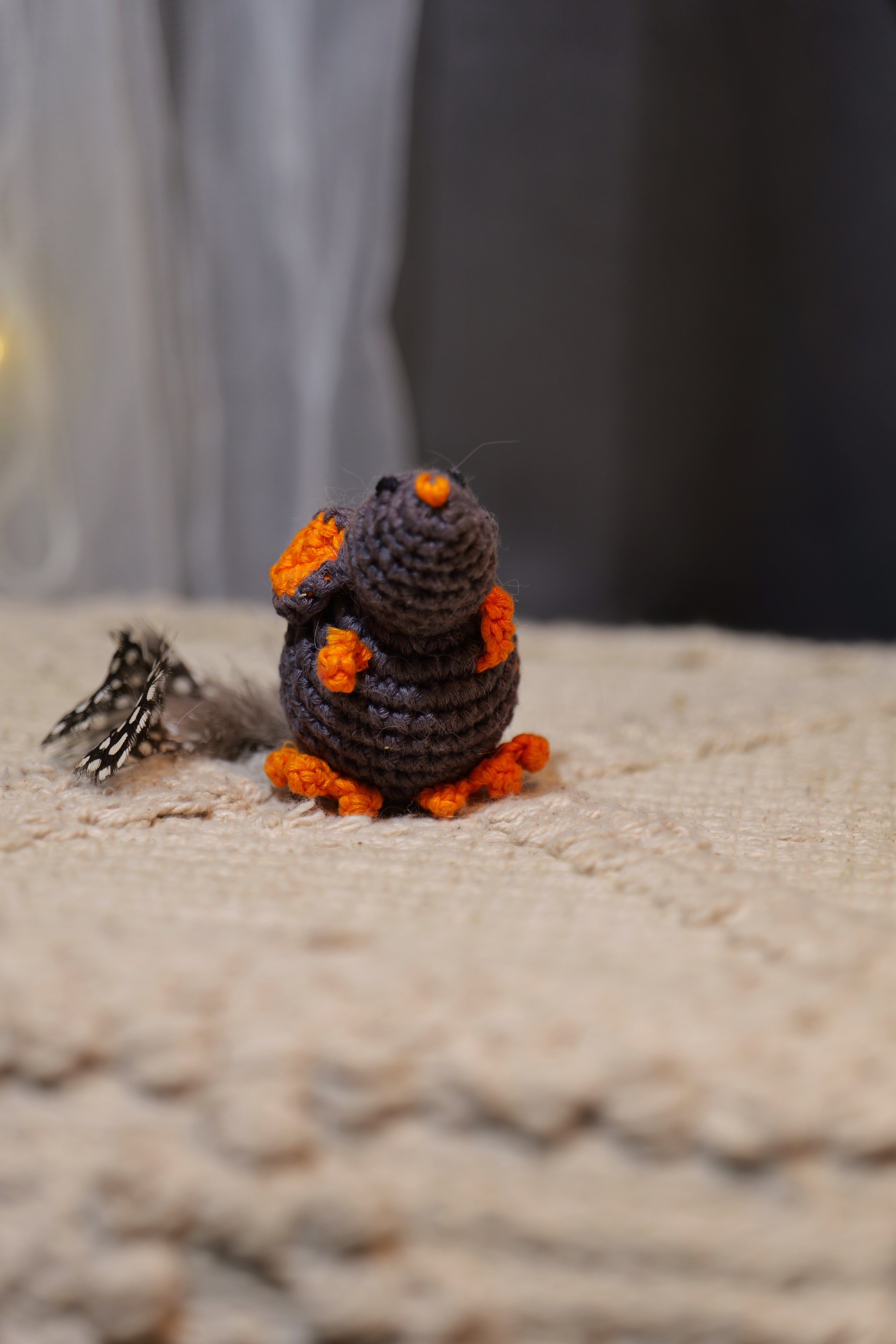 Catnip Mouse Toy – Handmade Crochet Mouse with Fur Tail