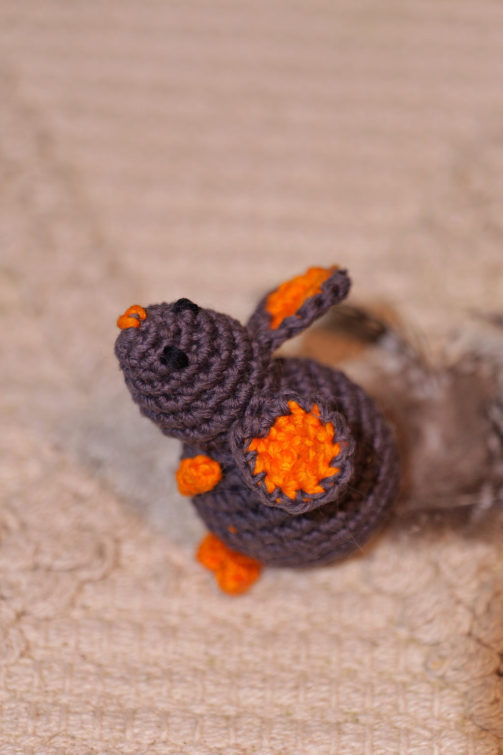 Catnip Mouse Toy – Handmade Crochet Mouse with Fur Tail